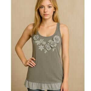 Vintage Y2K Abercrombie & Fitch Long Tank Top Gray Racerback Embellished Size XS